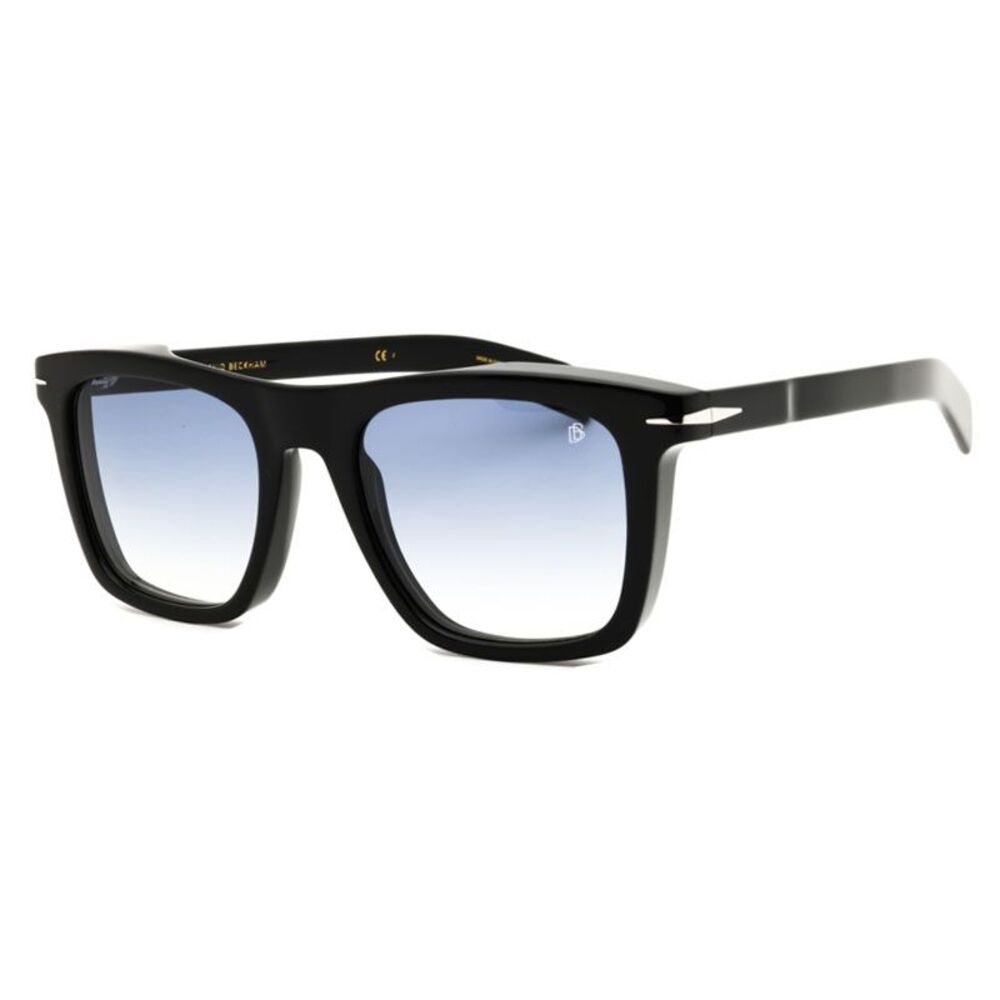 David Beckham Sunglasses Square Full Rim, Black Silver Frame and Dark Blue